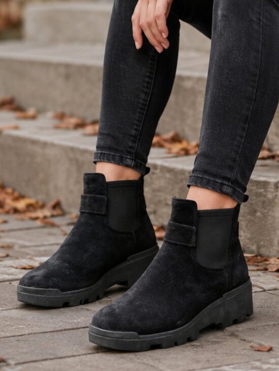 Eileen Fisher Shoes - Eileen Fisher Splash Waterproof Suede Bootie Ankle Boots Size 9.5 Wedge Black